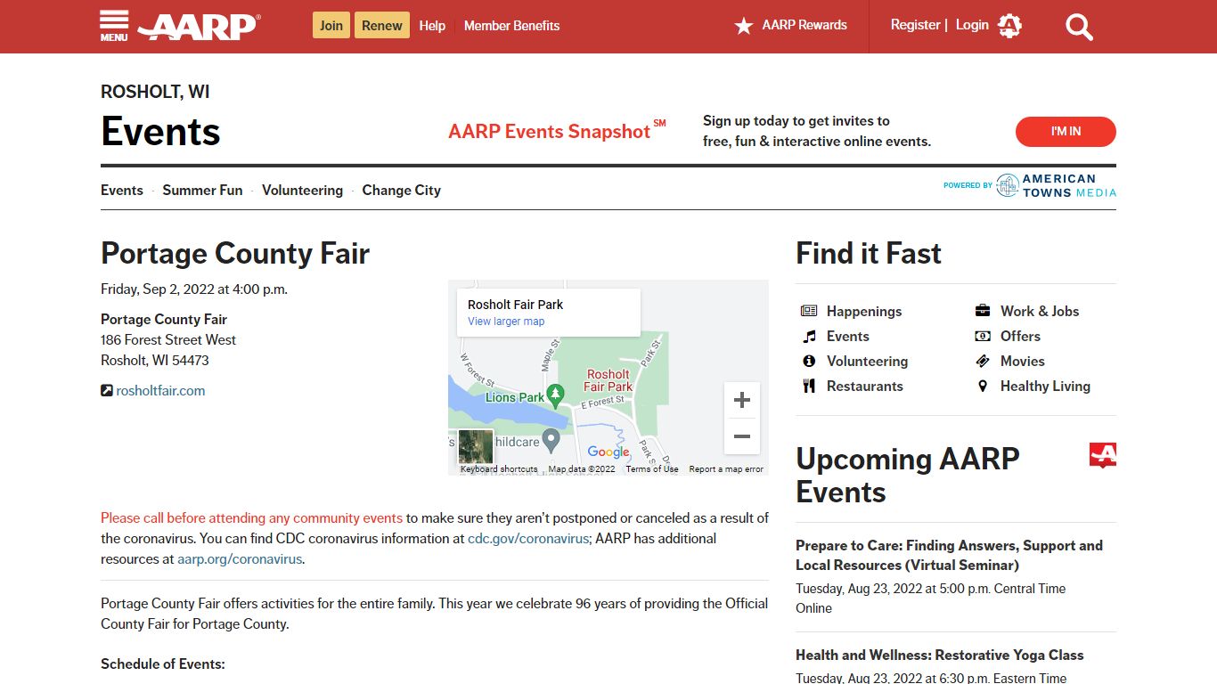 Portage County Fair - Rosholt, WI - AARP